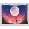 image:imageAmbesonne Fantasy Tapestry Young Woman with a Dog Under Huge Moon Starry Sky Celestial Friendship Art Wide Wall Hanging for Bedroom Living Room Dorm 60 X 40 Coral Indigo