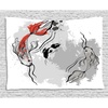 image:imageAmbesonne Japanese Tapestry Ethnic Look Asian Style Aesthetic Digital Motley Koi Fish Marine Underwater Theme Watercolor Print Wide Wall Hanging for Bedroom Living Room Dorm 60 X 40 Grey Orange