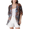 image:imageAmbesonne Womens Kimono Sheer Chiffon CardiganGinger Brown Slate Blue