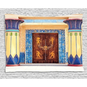 image:imageAmbesonne Egypt Tapestry Old Building with Entry Door and Round Columns with Detailed Patterns Wide Wall Hanging for Bedroom Living Room Dorm 60 X 40 Chocolate Peach