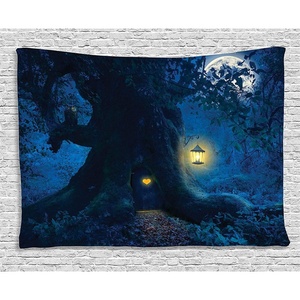 image:imageAmbesonne Forest Tapestry Tropical Rain Forest Tall Trees in Exotic Style Nature Theme Image Sky from Woodland Wide Wall Hanging for Bedroom Living Room Dorm 80 X 60 GreenIndigo Blue
