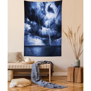 image:imageAmbesonne Nature Tapestry Majestic Sky View with Huge Rain Clouds All Over The Sea and Vibrant Storm Rays Print Wall Hanging for Bedroom Living Room Dorm Decor 60 X 80 BlueBlue