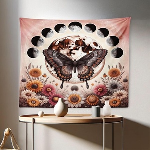 image:imageAmbesonne Psychedelic Tapestry Abstract Unusual with Color and Form Details Hippie Retro Wide Wall Hanging for Bedroom Living Room Dorm 60 X 40 Soft BluePale Ruby Dark Taupe