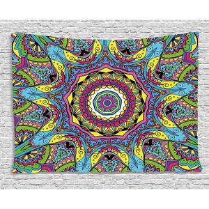 image:imageAmbesonne Psychedelic Tapestry Abstract Unusual with Color and Form Details Hippie Retro Wide Wall Hanging for Bedroom Living Room Dorm 60 X 40 Soft BlueBlue Multicolor