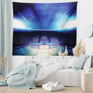 image:imageAmbesonne Sports Decor Collection Basketball Arena Court with Fans and Flashlights Competition Theme Game Excitement Print Bedroom Living Room Dorm Wall Hanging Tapestry 80 X 60 Navy Black