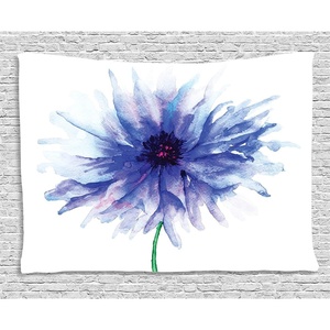 image:imageAmbesonne Watercolor Flower Tapestry Single Large Petite Cornflower Plain Background Mother Earth Paint Wide Wall Hanging for Bedroom Living Room Dorm 60 X 40 Violet Blue