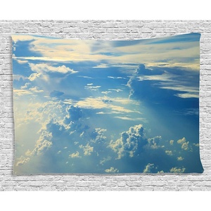 image:imageAmbesonne Winery Tapestry Sunset over the Vineyards of the South of France Sunbeams Cloudscape Picture Wide Wall Hanging for Bedroom Living Room Dorm 80 x 60 Yellow GreenCream Navy