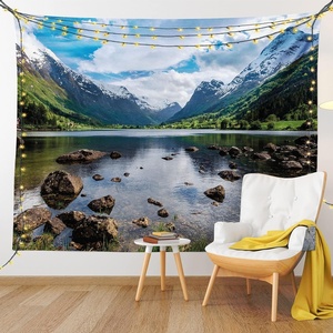 image:imageAmbesonne Winery Tapestry Sunset over the Vineyards of the South of France Sunbeams Cloudscape Picture Wide Wall Hanging for Bedroom Living Room Dorm 80 x 60 Yellow GreenWhite Green