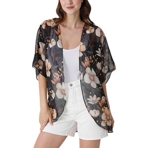 image:imageAmbesonne Womens Kimono Sheer Chiffon CardiganPale Orange Beige