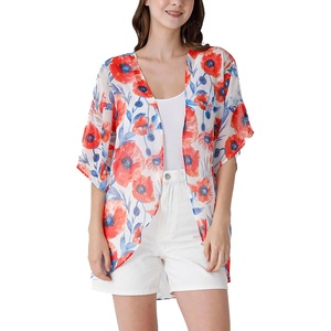 image:imageAmbesonne Womens Kimono Sheer Chiffon CardiganViolet Blue Burnt Orange