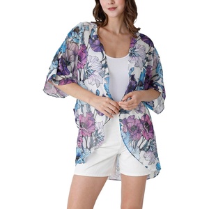 image:imageAmbesonne Womens Kimono Sheer Chiffon CardiganViolet Blue Teal