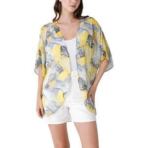 image:imageAmbesonne Womens Kimono Sheer Chiffon CardiganYellow Grey
