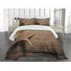 image:imageAmbesonne Antlers Bedspread Deer Antlers on Wood Table Rustic Texture Surface Hunting Season Fall Gathering Art Decorative Quilted 3 Piece Coverlet Set with 2 Pillow Shams Queen Size Umber