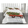 image:imageAmbesonne Christmas Bedspread Red Retro Style Farm Truck and Big Xmas Tree Tinsel Balls Candy Design Decorative Quilted 3 Piece Coverlet Set with 2 Pillow Shams Queen Size Green White