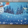 image:imageAmbesonne Christmas Place Mats Set of 4 Snowman Gets The Gift from Santa Claus in Winter Night Moonlight Illustration Washable Fabric Placemats for Dining Table Standard Size Blue Yellow