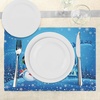 image:imageAmbesonne Christmas Place Mats Set of 4 Snowman Gets The Gift from Santa Claus in Winter Night Moonlight Illustration Washable Fabric Placemats for Dining Table Standard Size Blue Yellow