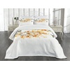 image:imageAmbesonne Fall Bedspread Branch Pale Autumn Leaves and Birds Natural Change in Season Summertime Print Decorative Quilted 3 Piece Coverlet Set with 2 Pillow Shams Queen Size Yellow Cream