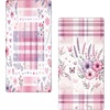 image:imageAmbesonne Floral Art Fitted Sheet Set Modern Scandi Flowers Leaves on Tartan Plaid Back Butterfly Valentine 2 Pack Comfortable Bedding AllRound Elastic Pocket Twin Size Blush White Grey PinkBlush White Grey Pink