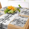 image:imageAmbesonne Floral Table Runner amp Placemats Abstract Clove Petals Digital Featured Vibrant Circular Essence Bouquet Design Set for Dining Table Decor Placemat 4 pcs  Runner 16x72 Petrol Blue TealWhite and Black
