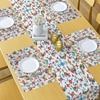 image:imageAmbesonne Floral Table Runner amp Placemats Abstract Clove Petals Digital Featured Vibrant Circular Essence Bouquet Design Set for Dining Table Decor Placemat 4 pcs  Runner 16x72 Petrol Blue TealTan Brown