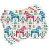 image:imageAmbesonne Horses Table Runner amp Placemats Classic Swedish Dalecarlian Coral Azure Blue Animals and Green Floral Arrangement Set for Dining Table Decor Placemat 4 pcs  Runner 16x72 Blue BurgundyBlue Burgundy