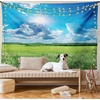 image:imageAmbesonne Landscape Tapestry Spring Landscape with Meadow by The Mountain and Sky Vivid Nature Print Home Wide Wall Hanging for Bedroom Living Room Dorm 60 X 40 Aqua GreenAqua Green
