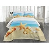 image:imageAmbesonne Seashells Bedspread Set Summer Beach Theme and Sand with Rays in The Sky Clouds Seaside Marine 3 Piece Decorative Bedding Coverlet and 2 Pillow Shams Queen Size Aqua Ivory Mustard