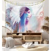 image:imageAmbesonne Tribal Tapestry Girl Smoking Traditional Clothes Abstract Watercolor Background Illustration Wide Wall Hanging for Bedroom Living Room Dorm 60 X 40 Multicolor Purple