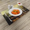 image:imageAmbesonne Wine Place Mats Set of 4 Scenic Tuscany Landscape with Cask Couple of Glasses and Ripe Grapes Growth Washable Fabric Placemats for Dining Table Standard Size Black Brown