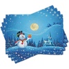 image:imageAmbesonne Christmas Place Mats Set of 4 Snowman Gets The Gift from Santa Claus in Winter Night Moonlight Illustration Washable Fabric Placemats for Dining Table Standard Size Blue Yellow