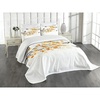image:imageAmbesonne Fall Bedspread Branch Pale Autumn Leaves and Birds Natural Change in Season Summertime Print Decorative Quilted 3 Piece Coverlet Set with 2 Pillow Shams Queen Size Yellow Cream