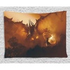 image:imageAmbesonne Fantasy Tapestry Calling of the Dragon Magician for Evil Powers of the Universe Art Print Wide Wall Hanging for Bedroom Living Room Dorm 80 X 60 Orange Brown