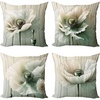 image:imageAmbesonne Flower Throw Pillow Cushion Cover Retro Romantic Rose Petal with Rain Water Drops Valentines Love Picture Decorative Square Accent Pillow Case 18 X 18 White and BlackEggshell and Reseda Green