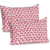 image:imageAmbesonne Valentines Pillow Sham Set of 2 Romantic Feelings Illustration with Hearts and Flowers Valentines Day Quality Microfiber Bedding Item for All Seasons 26 x 20 Coral White