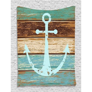 image:imageAmbesonne Anchor Tapestry Timeworn Marine on Weathered Wooden Planks Rustic Nautical Theme Pattern Wall Hanging for Bedroom Living Room Dorm Decor 60 X 80 Pale Blue Brown Teal