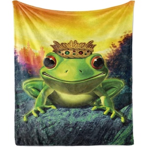 image:imageAmbesonne Animal Soft Flannel Fleece Throw Blanket Frog Prince with Golden Yellow Crown on Rocks Soul Mates Illustration Cozy Plush for Indoor and Outdoor Use 60 x 80 Yellow GreenYellow Green