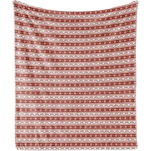 image:imageAmbesonne Christmas Throw Blanket Xmas Ornate Arrange with Pinecones Berries and Flowers Vintage Print Flannel Fleece Accent Piece Soft Couch Cover for Adults 50 x 70 Coral Brown and CoconutWhite Red