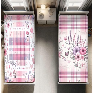 image:imageAmbesonne Floral Art Fitted Sheet Set Modern Scandi Flowers Leaves on Tartan Plaid Back Butterfly Valentine 2 Pack Comfortable Bedding AllRound Elastic Pocket Twin Size Blush White Grey PinkBlush White Grey Pink