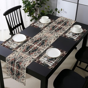 image:imageAmbesonne Floral Table Runner amp Placemats Abstract Clove Petals Digital Featured Vibrant Circular Essence Bouquet Design Set for Dining Table Decor Placemat 4 pcs  Runner 16x72 Petrol Blue TealPale Ruby Reseda Green