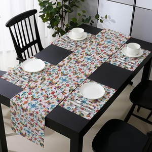 image:imageAmbesonne Floral Table Runner amp Placemats Abstract Clove Petals Digital Featured Vibrant Circular Essence Bouquet Design Set for Dining Table Decor Placemat 4 pcs  Runner 16x72 Petrol Blue TealTan Brown