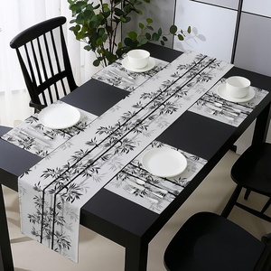 image:imageAmbesonne Floral Table Runner amp Placemats Abstract Clove Petals Digital Featured Vibrant Circular Essence Bouquet Design Set for Dining Table Decor Placemat 4 pcs  Runner 16x72 Petrol Blue TealWhite and Black