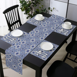 image:imageAmbesonne Floral Table Runner amp Placemats Abstract Clove Petals Digital Featured Vibrant Circular Essence Bouquet Design Set for Dining Table Decor Placemat 4 pcs  Runner 16x72 Petrol Blue TealViolet Blue Orange White