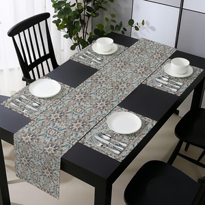 image:imageAmbesonne Floral Table Runner amp Placemats Abstract Clove Petals Digital Featured Vibrant Circular Essence Bouquet Design Set for Dining Table Decor Placemat 4 pcs  Runner 16x72 Petrol Blue TealPale Teal Pale Mustard