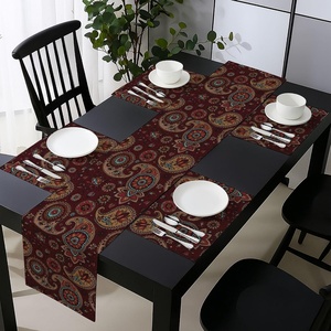 image:imageAmbesonne Floral Table Runner amp Placemats Abstract Clove Petals Digital Featured Vibrant Circular Essence Bouquet Design Set for Dining Table Decor Placemat 4 pcs  Runner 16x72 Petrol Blue TealBurgundy and Dark Mustard