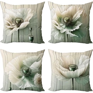 image:imageAmbesonne Flower Throw Pillow Cushion Cover Retro Romantic Rose Petal with Rain Water Drops Valentines Love Picture Decorative Square Accent Pillow Case 18 X 18 White and BlackEggshell and Reseda Green