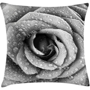 image:imageAmbesonne Flower Throw Pillow Cushion Cover Retro Romantic Rose Petal with Rain Water Drops Valentines Love Picture Decorative Square Accent Pillow Case 18 X 18 White and BlackWhite and Black