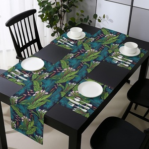 image:imageAmbesonne Horses Table Runner amp Placemats Classic Swedish Dalecarlian Coral Azure Blue Animals and Green Floral Arrangement Set for Dining Table Decor Placemat 4 pcs  Runner 16x72 Blue BurgundyBlue Teal