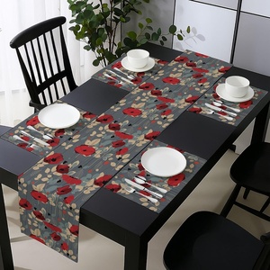 image:imageAmbesonne Horses Table Runner amp Placemats Classic Swedish Dalecarlian Coral Azure Blue Animals and Green Floral Arrangement Set for Dining Table Decor Placemat 4 pcs  Runner 16x72 Blue BurgundyBeige Grey
