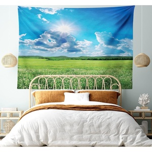 image:imageAmbesonne Landscape Tapestry Spring Landscape with Meadow by The Mountain and Sky Vivid Nature Print Home Wide Wall Hanging for Bedroom Living Room Dorm 60 X 40 Aqua GreenAqua Green