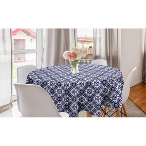image:imageAmbesonne Nature Round Tablecloth Birds Wildlife Cartoon Like Image with Tree Leaf Art Print Circle Table Cloth Cover for Dining Room Kitchen Decoration 60 Mustard MaroonWhite and Indigo